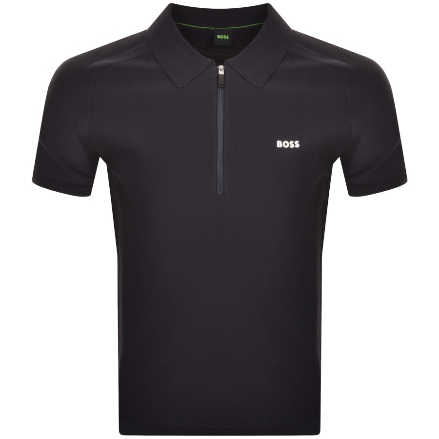 BOSS Zayno Half Zip Polo T Shirt Navy